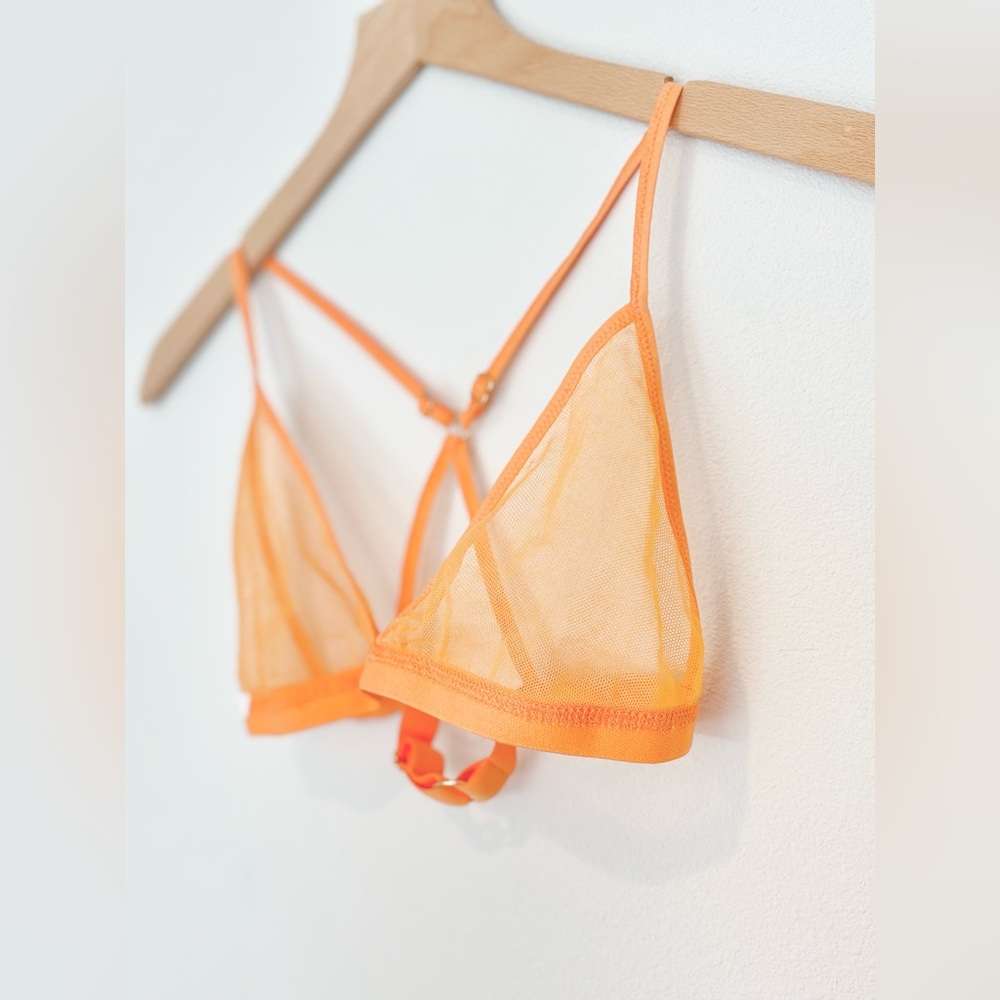 odelyn cotton mesh bra orange - skin worldwide triangle 100% cotton tulle  - XS